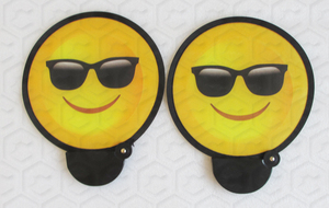 แก้วสีดำรอยยิ้มที่ดีพิมพ์เต็มรูปแบบพับสีดำ D รูปร่างมือพัดลม - Product Image 4