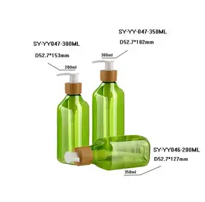 250ml zeytin yeşil şişe şampuan şişesi ile bambu pompa
