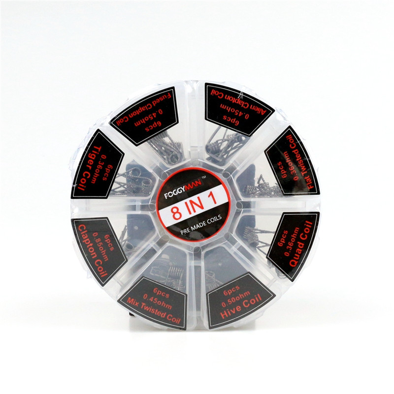 Готовая катушка Foggyman 8 в 1, катушка A1 ручной работы alien clapton fused clapton tiger Hive, готовые катушки для атомайзера RDA