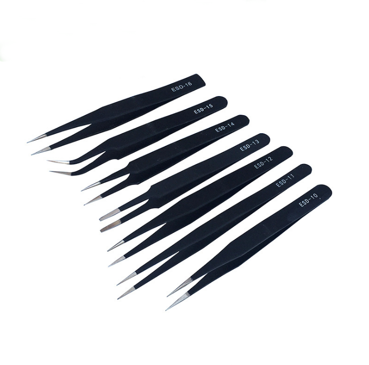 Пинцет из нержавеющей стали для ремонта компьютера, антистатические пинцеты ESD с тонкими наконечниками, 6 шт. в комплекте, пинцет с изогнутыми наконечниками