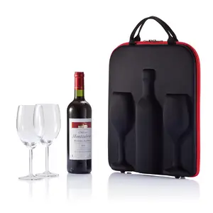 Wijn Display Voeren Fles Eva Reizen Beschermende Caja De Vino Dubbele Glazen Carrying Hard Case Voor Wijn Glas Verpakking