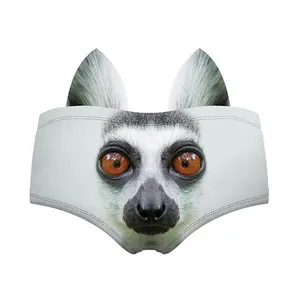 Culotte imprimée en 3D d'animaux pour femmes, sous-vêtement mignon, Lingerie humoristique, dessin animé, mignon, avec oreilles