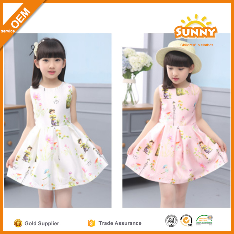 2016 Последние Дети Платья Конструкции Платья для Девочек 10 Хлопок Необычные Платья для Девочки