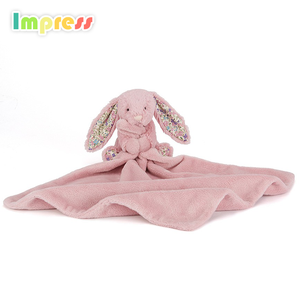 Porcellana a buon mercato giocattoli bambino <span class=keywords><strong>bianco</strong></span> <span class=keywords><strong>coniglio</strong></span> <span class=keywords><strong>peluche</strong></span> con <span class=keywords><strong>peluche</strong></span> coperta - Product Image 4