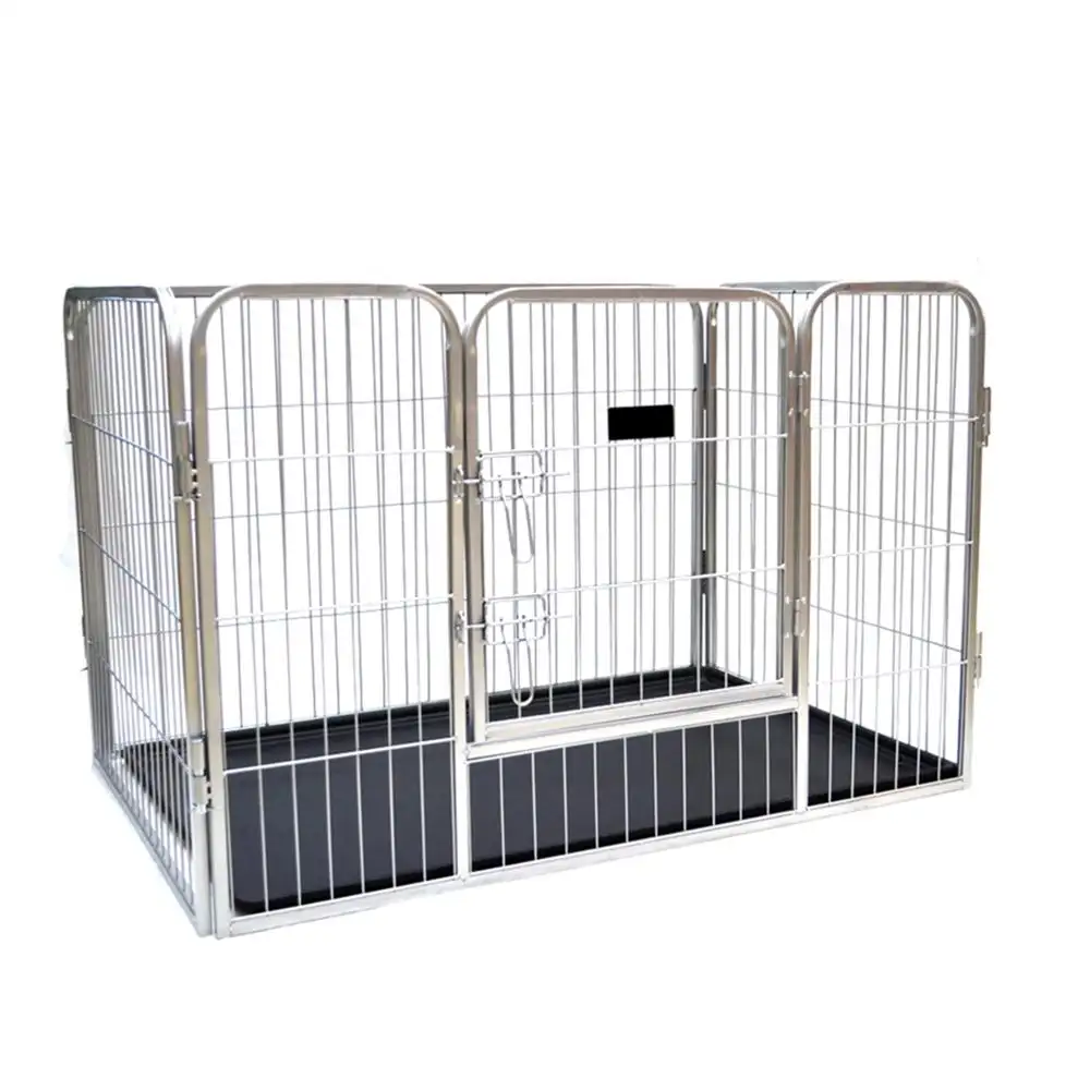 Venta al por mayor Gran perreras Pet pluma jaula de bandeja inferior/abierto tubo de Metal de malla de alambre de la jaula de perro para la venta