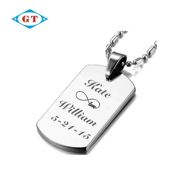 Wholesale metal craft personalized logo silver custom dog tags with chain