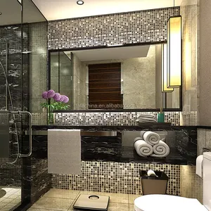 Precio al por mayor de China de mosaico de vidrio de cerámica de color negro mosaico para cuarto de baño de azulejos de mosaico