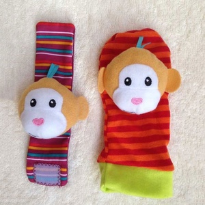 Joli doux infantile Animal <span class=keywords><strong>cheville</strong></span> hochets chaussette jouet bébé <span class=keywords><strong>poignet</strong></span> <span class=keywords><strong>hochet</strong></span> en peluche (âne singe oiseau) - Product Image 4