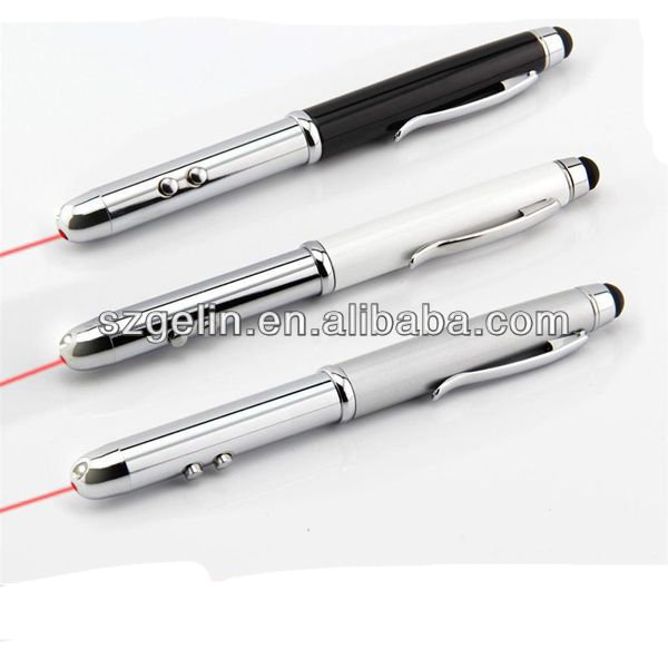 Made in China 4 in 1 Laser Pointer Pen+ Led Light + Stylus Pen + Ball-point Pen for Touch Screen