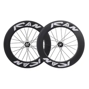 High profile 700C track cycling wheels chinese road clincher 88mm carbon fiber track wheels