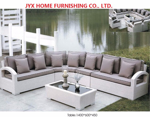 Meubles <span class=keywords><strong>d</strong></span>'extérieur Canapé <span class=keywords><strong>d</strong></span>'<span class=keywords><strong>angle</strong></span> en forme de L avec ensembles de tables Comprend des coussins - Product Image 1