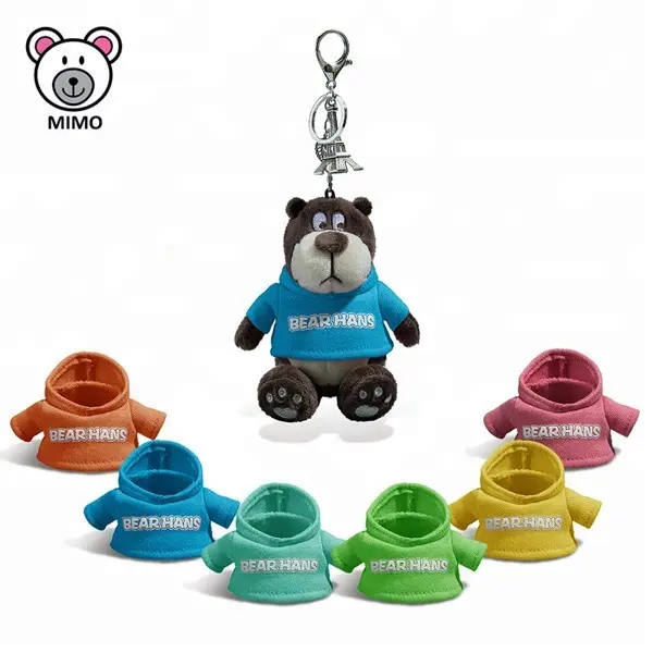 Urso de pelúcia macia com logotipo personalizado, chaveiro de pelúcia macia com urso de pelúcia, com camiseta, estiloso de desenho animado para crianças, mini urso de pelúcia, atacado