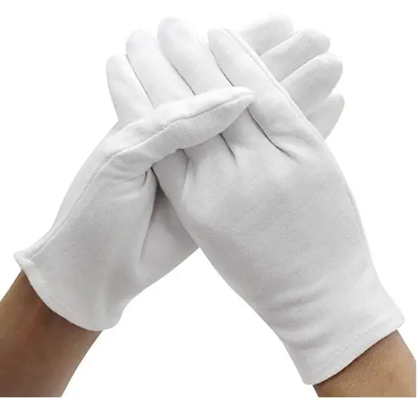 ถุงมือผ้าฝ้ายสีขาวถุงมือทำงานถุงมือพิธีการเครื่องแบบพรีเมียมถุงมือผ้าฝ้าย100โลโก้ตามสั่ง