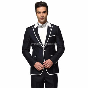 Traje de Boda (Chaqueta+Pantalón) para Hombre, Trajes Formales de Primavera y Otoño, Blazer Casual de Manga Larga, Traje de Dos Piezas en Blanco y Negro - Product Image 1