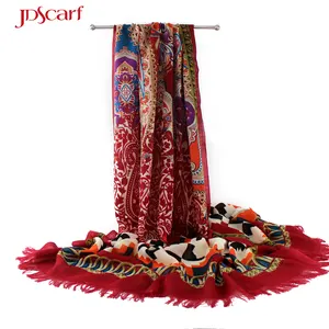 Custom printing floral printed prints cashmere wool scarf shawl pashmina