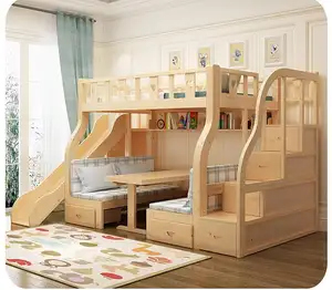 아이/아이들을 위한 층계/사다리 침대를 가진 새로 디자인된 나무로 되는 가구 두 배 침대 단단한 나무 이층 침대