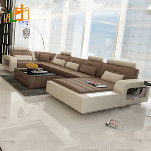 Diseño clásico en casa muebles de estilo italiano en forma de l conjunto sofá de cuero salón sofá muebles - Product Image 6