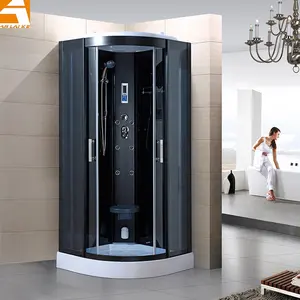 Caja de ducha de baño negra barata, vidrio templado, Bluetooth, GT002