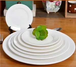 Haonai Wholesale White And Round Dinner Plate Ceramic Flat Plate Porcelain Serving Plate Sets Dinnerware Tableware