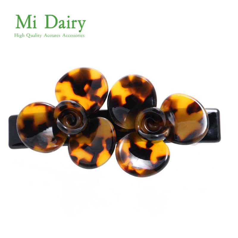 Оптовая продажа, модные ацетатные заколки для волос с цветами, заколки для длинных густых волос