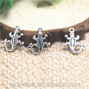 Gecko Lizard Charms Antiqued Silver Tone Gecko Lizard charm pendants 15x18mm