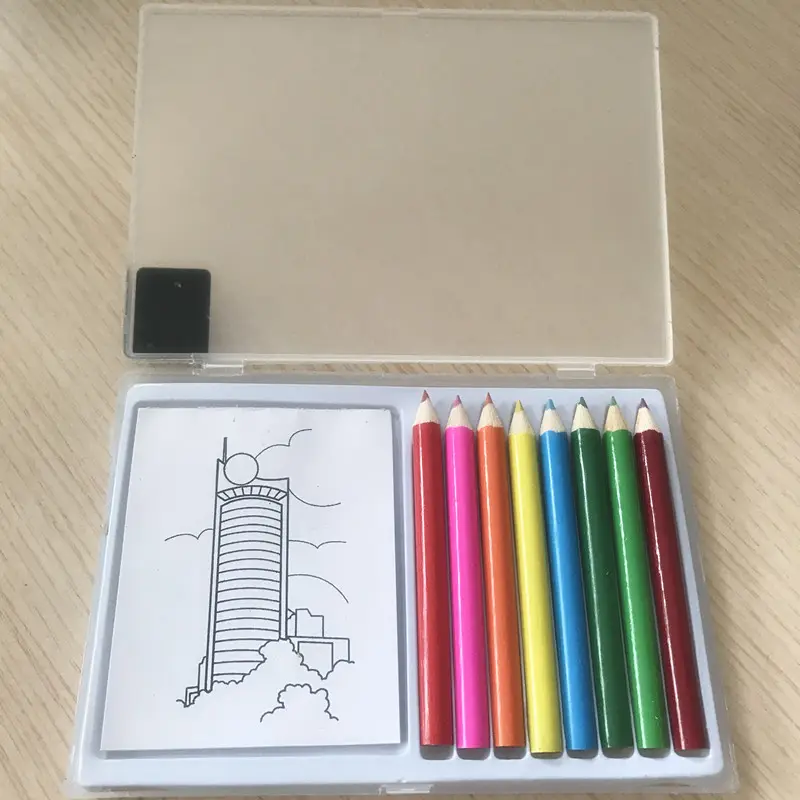 Promotional Kid's School Colored Mini Pencils With Sketch Book Set