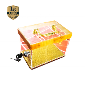 Casino Supply-caja de puntas de efectivo de acrílico dorado, caja de caída de mesa de póker con cerradura - Product Image 3