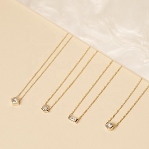 Gemnel top design minimalista 925 argento placcato oro <span class=keywords><strong>diamante</strong></span> <span class=keywords><strong>collana</strong></span> <span class=keywords><strong>solitario</strong></span> - Product Image 2