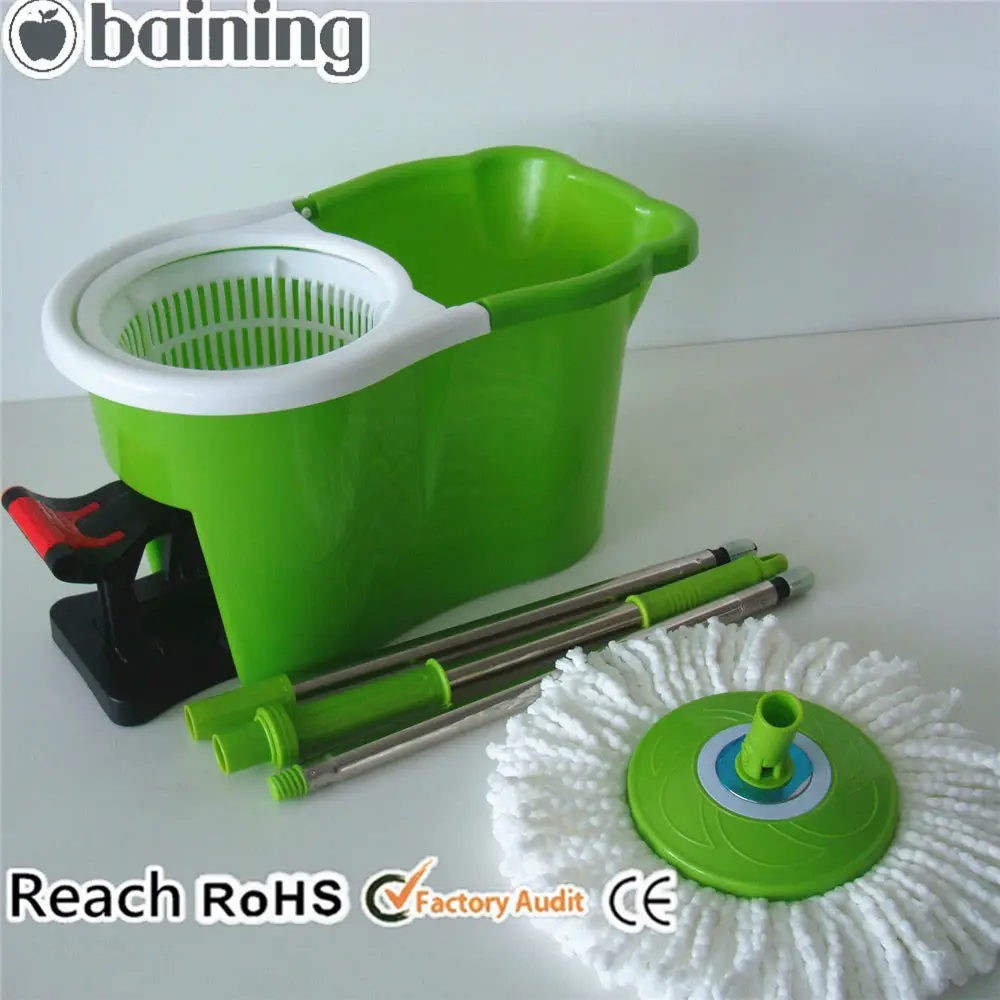 منتجات التنظيف المنزلية ممسحة baining الأخضر دلو ستوكات الطابق الممسحة مع دواسة القدم