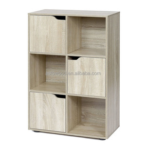 Estantería de libros de madera Natural, <span class=keywords><strong>6</strong></span> cubos, moderna, con puertas - Product Image 2