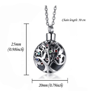 ต้นไม้ของสแตนเลส Multicolor คริสตัลจี้เครื่องประดับ Urn สร้อยคออนุสรณ์ขี้เถ้า Keepsake - Product Image 2