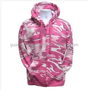 NOUVELLES Femmes Rose Camo Camouflage Zippée Chasse Sweat À Capuche