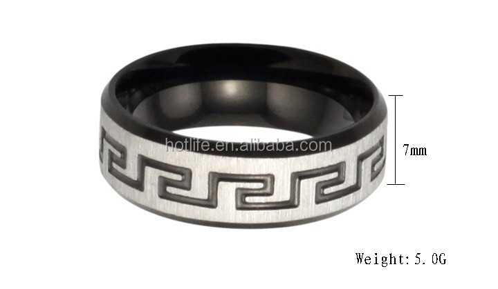 Custom made 316L en acier inoxydable rétro style graver noir mason anneau