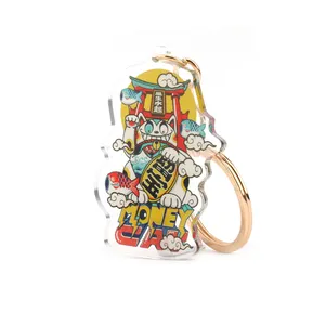 Rõ Ràng Thời Trang May Mắn Glitter Epoxy Vograce Tùy Chỉnh Acrylic Khuyến Mãi Keychain Charm Với Sao Keyring Biểu Tượng Tùy Chỉnh