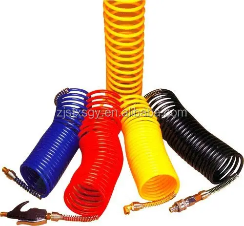 Durable Recoil Polyurethane Air Compressor Hose 1/4" with fittings for air tools application, PE recoil Hose, PU recoil hose