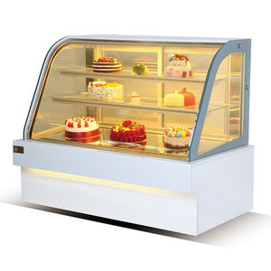 Supermarché équipement Anti-buée verre grande capacité espace double incurvé gâteau vitrine <span class=keywords><strong>boulangerie</strong></span> vitrine - Product Image 1