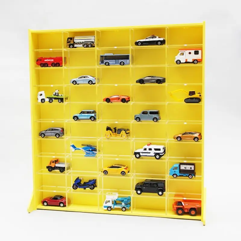 Wall Mounted Yellow Clear Acrylic Display Case for Toy 1/18 Scale Model Car