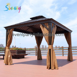 Gazebo extérieur en métal à cadre en aluminium, abri de jardin Pop up Gazebo 1 pièce étui de décoration extérieure en bois solide 5 ans - Product Image 2