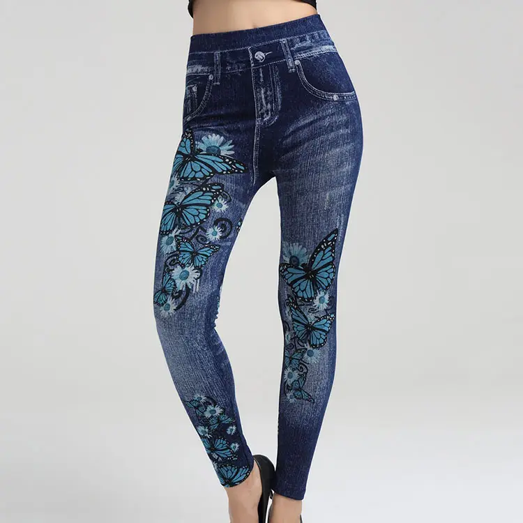 Wholesale stretchy slim tights jeans denim leggings for women