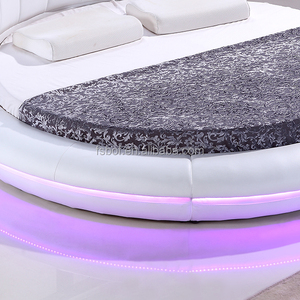 בית ריהוט חדר שינה led אור גדול לבן עגול מיטת CY011 - Product Image 3