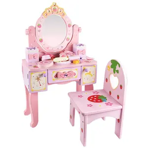 Pretend Play Speelgoed Onderwijs Kinderen Meisje Make Gift Set Speelgoed Houten Roze Baby Kaptafel Speelgoed Set