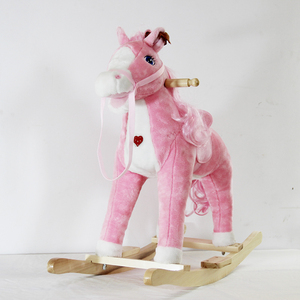 Weiches Kinder-Schaukelpferd mit Sound Rosa Plüschtier Schaukelpferd Spielzeug - Product Image 4