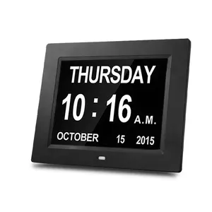 Jam meja & DDC-8009 2023, jam meja peredupan otomatis dengan non-langganan hari bulan tahun pintar 8 inci kalender digital jam hari