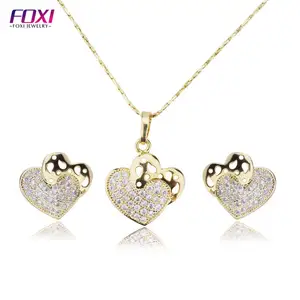 Foxi 韩国珠宝 18k 金心氧化锆女性链项链套装