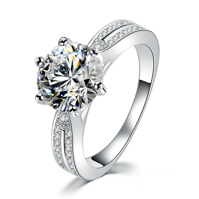 Hohe qualität große stein gestempelt silber farbe ring mit nach maß logo design hochzeit ring für frauen großhandel messing material