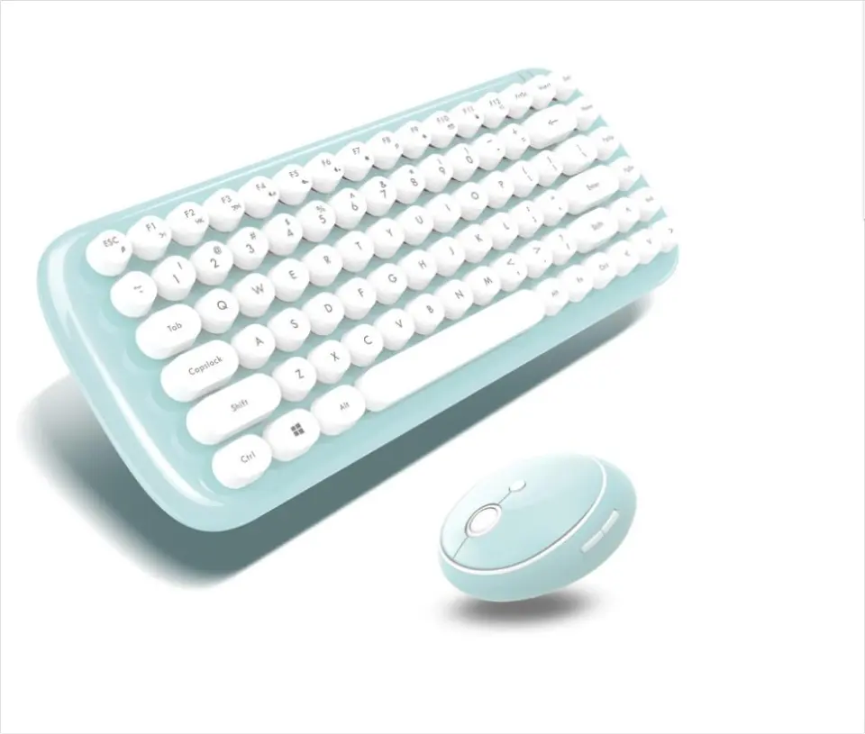 2019 Super Sottile colorato 2.4G Tastiera Senza Fili Del Mouse Combo Set di Moda USB interfaccia rotondo keycap tastiera