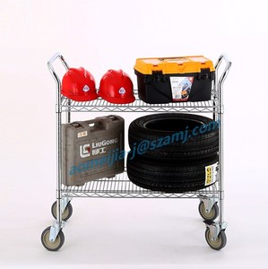 2-tier industria de almacenamiento de uso fácil movimiento NSF y TUV aprobado cromo utilidad carrito - Product Image 5