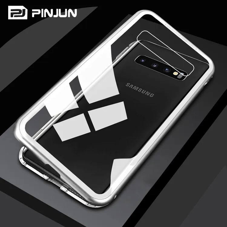 S21 plus magnetic clear metal 360 glass case for Samsung Galaxy S10 S20 S22 S23 front metal frame clear glass back cover