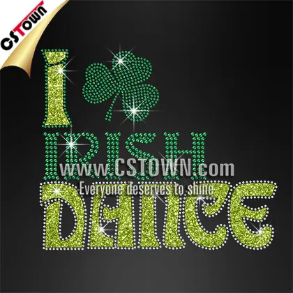 Aku Suka Irish Dance Besi Pada Berlian Imitasi Transfer untuk T-shirt