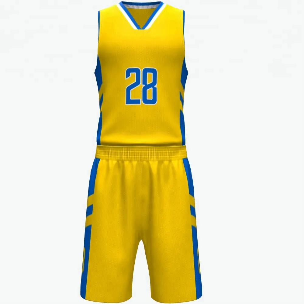 Ucuz Fiyat özelleştirmek Boş Tasarım sarı renk en iyi basketbol forması tasarımı